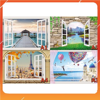 🦢Giấy dán tường 3D hoạ tiết cửa sổ🦢