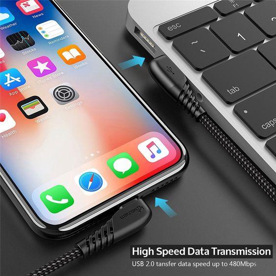 MUA 1 TẶNG 1, CÁP SẠC IPHONE TIEGEM FASTER AND SAFER, hỗ trợ sạc nhanh điện thoại đồng thời truyề