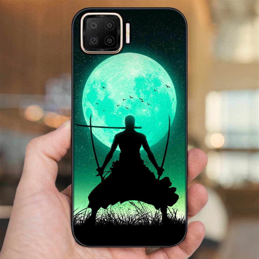 Ốp lưng Oppo A73, A93 4G viền đen in hình Zoro One Piece