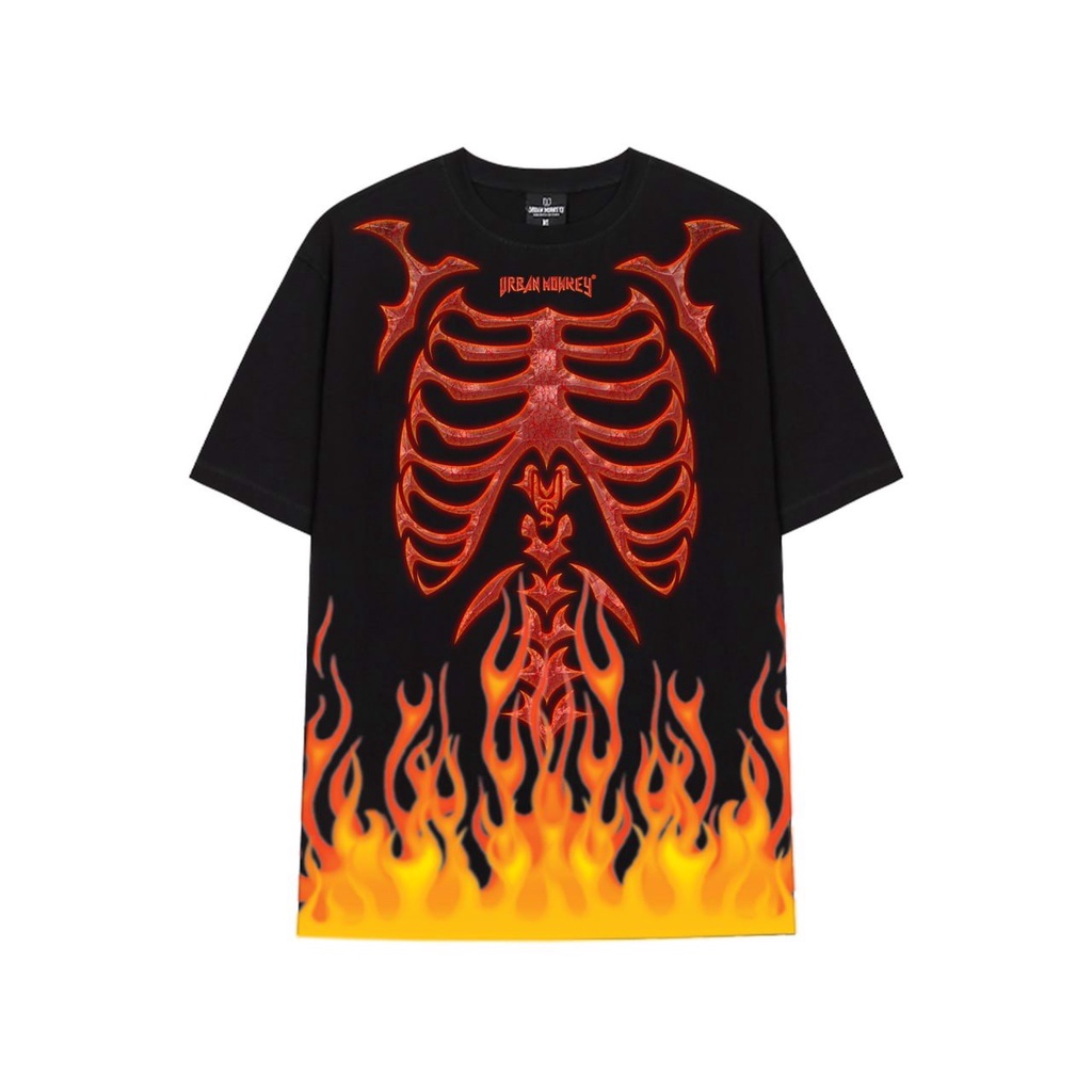 URBAN MONKEY TEE (REAL) FLAME PUNK TEE BLACK