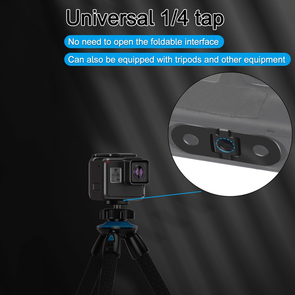Đế Gắn Tay Cầm Máy Ảnh Bằng Hợp Kim Nhôm 1/4 Có Thể Gấp Gọn Cho GoPro Hero 10/9/8/Max