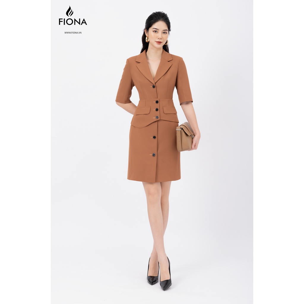 Áo khoác dáng dài cổ 2 ve tay lỡ cài đai bản to FIONA F651437
