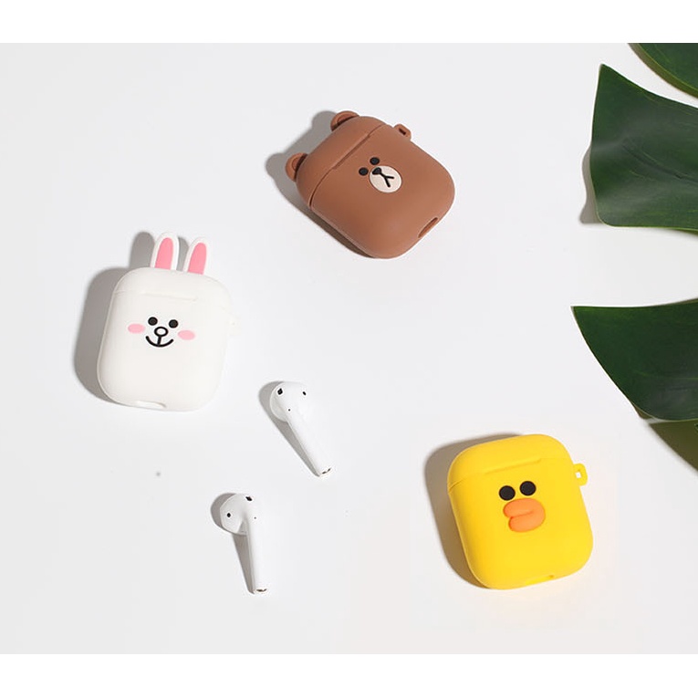 Vỏ Bảo Vệ Hộp Sạc Tai Nghe Airpods 1 2 Họa Tiết Hoạt Hình LINE FRIENDS Dễ Thương