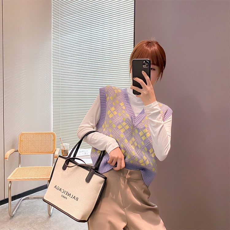 Áo Sweater dệt kim không tay dáng rộng thời trang | BigBuy360 - bigbuy360.vn