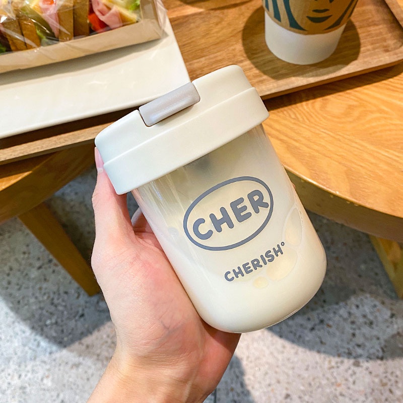 Bình Nước Thể Thao Bằng Nhựa Trong Suốt Có Ống Hút Tiện Dụng Dung Tích 300ML