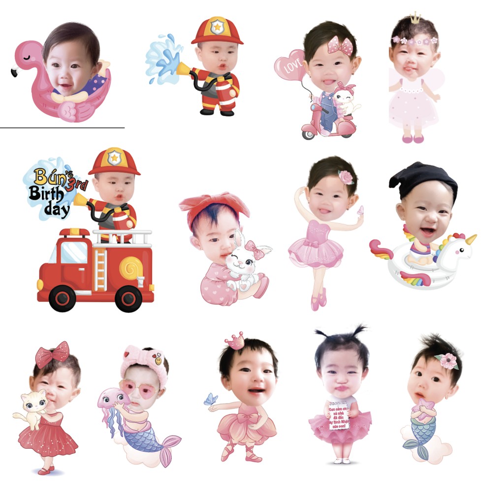 Chibi trang trí tiệc cao 80cm trang trí thôi nôi đầy tháng sinh nhật cho bé