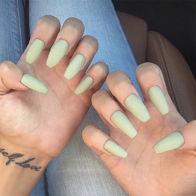 Set 24 móng tay giả màu nhám phong cách Âu Mỹ thời trang