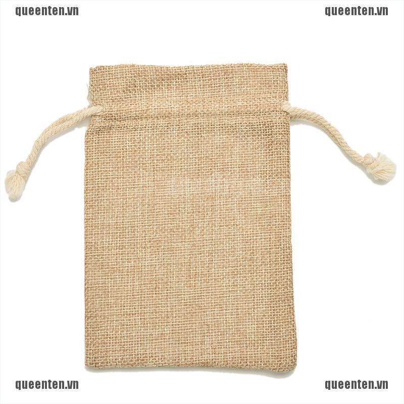 Túi dây rút nhỏ bằng vải bố phong cách mộc mạc trang trí cho tiệc cưới