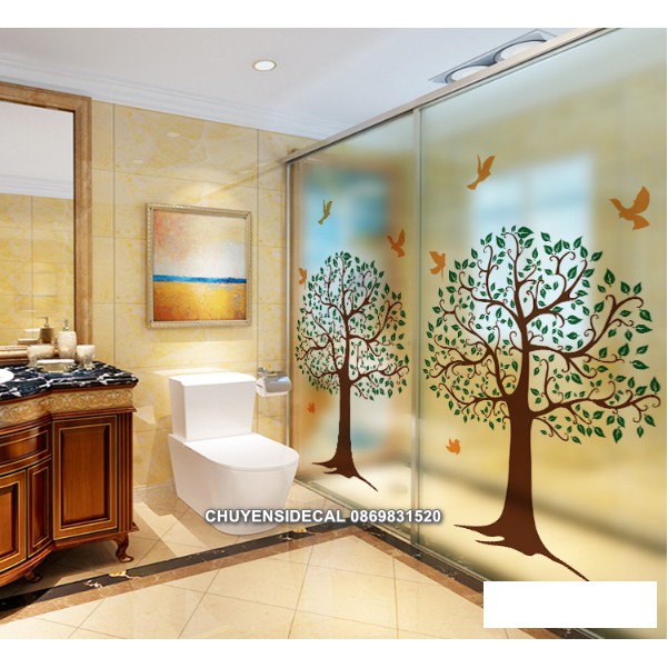 Decal Dán Kính Cao Cấp - Cây Cong Tính Tế ( 60x116cm )