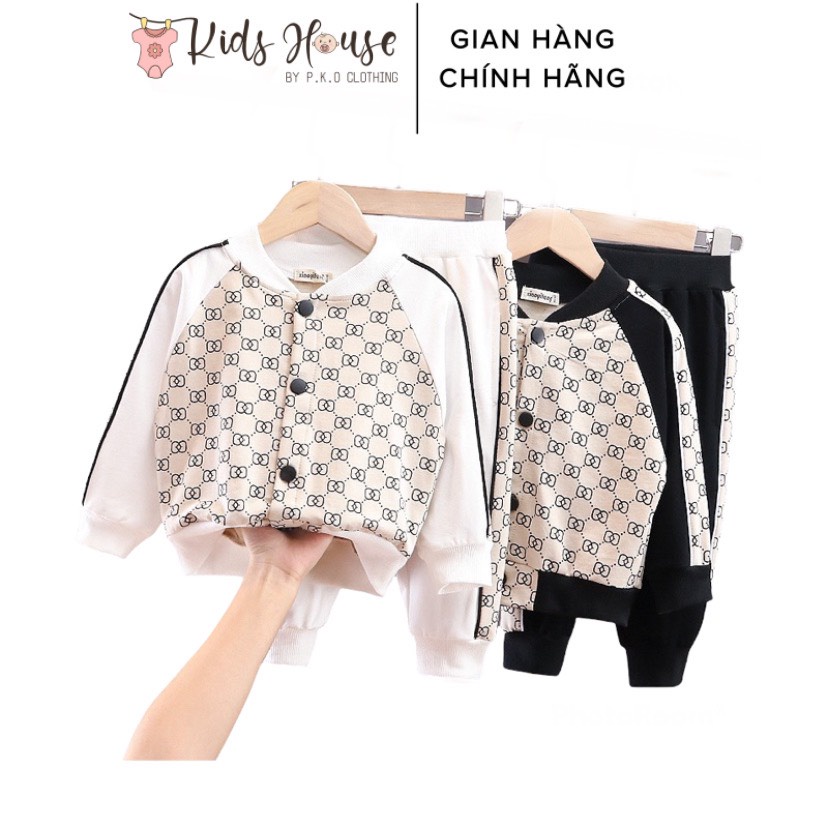 Bộ đồ nỉ bomber dài tay thu đông cao cấp cho bé trai, bé gái