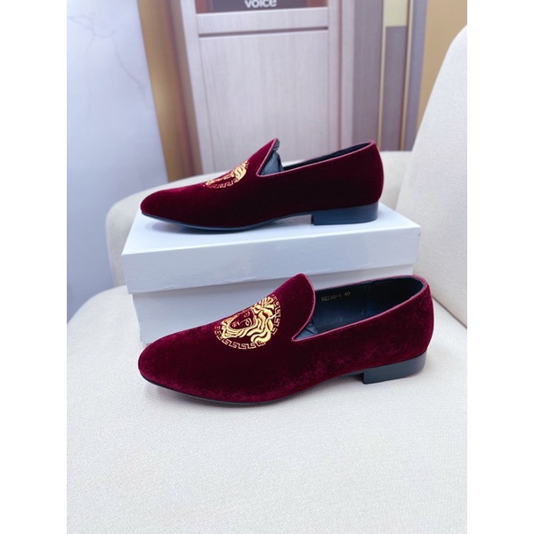 Giày tây lười nam da thật cao cấp lớp ngoài nhung sang trọng thương hiệu Versace cao cấp