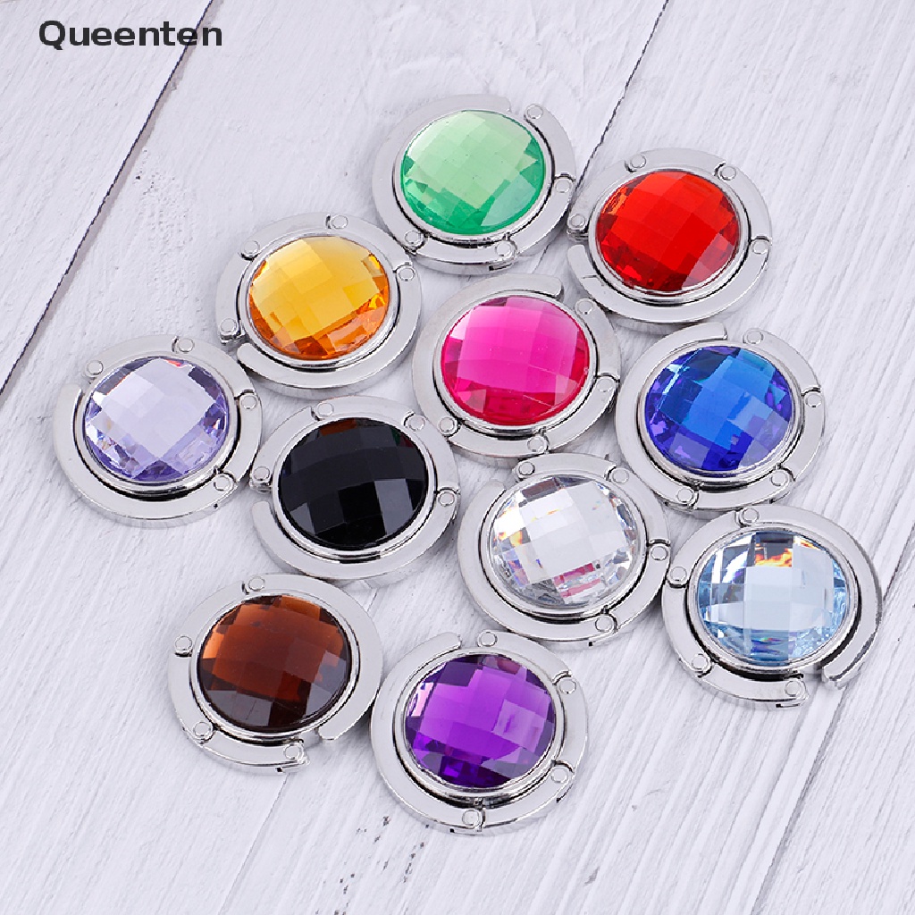Queenten Portable Foldable Folding Crystal Alloy Purse Handbag Hook Hanger Bag Holder  QT