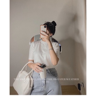 Áo len cộc tay trơn mịn cổ tròn