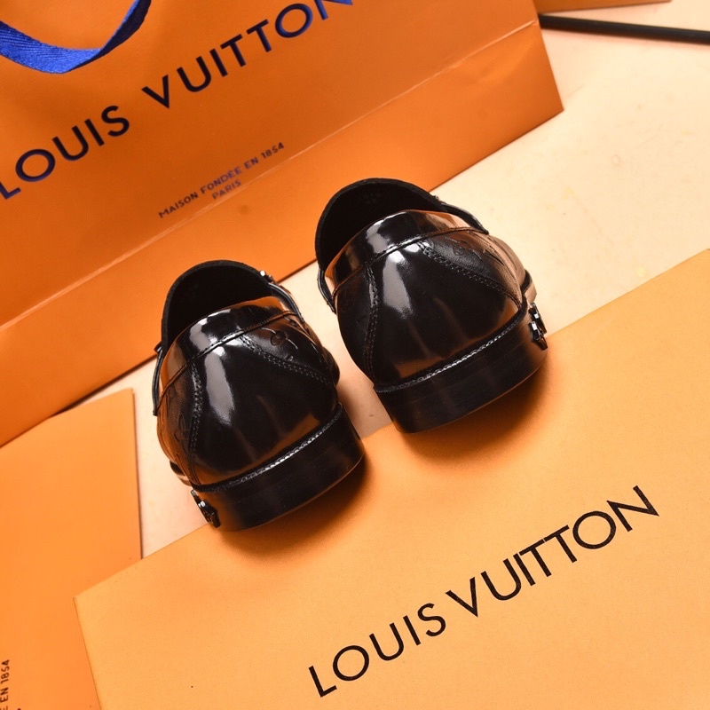 Giày tây lười nam da thật hoạ tiết logo thương hiệu Louis Vuitton LV cao cấp mẫu mới