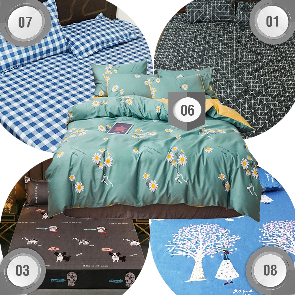 Combo Ga giường và 2 vỏ gối cotton Poly bộ ga trải giường thun drap chun 1m6x2m,1m8x2m bán chăn lồng được ruột văn phòng | BigBuy360 - bigbuy360.vn