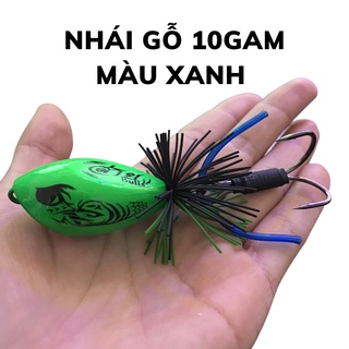 Nhái gỗ câu lóc thái lan Bull 10gam lưỡi chống vướng, mồi nhái nhảy câu lure lóc bông đồng cá sộp chuối siêu nhạy