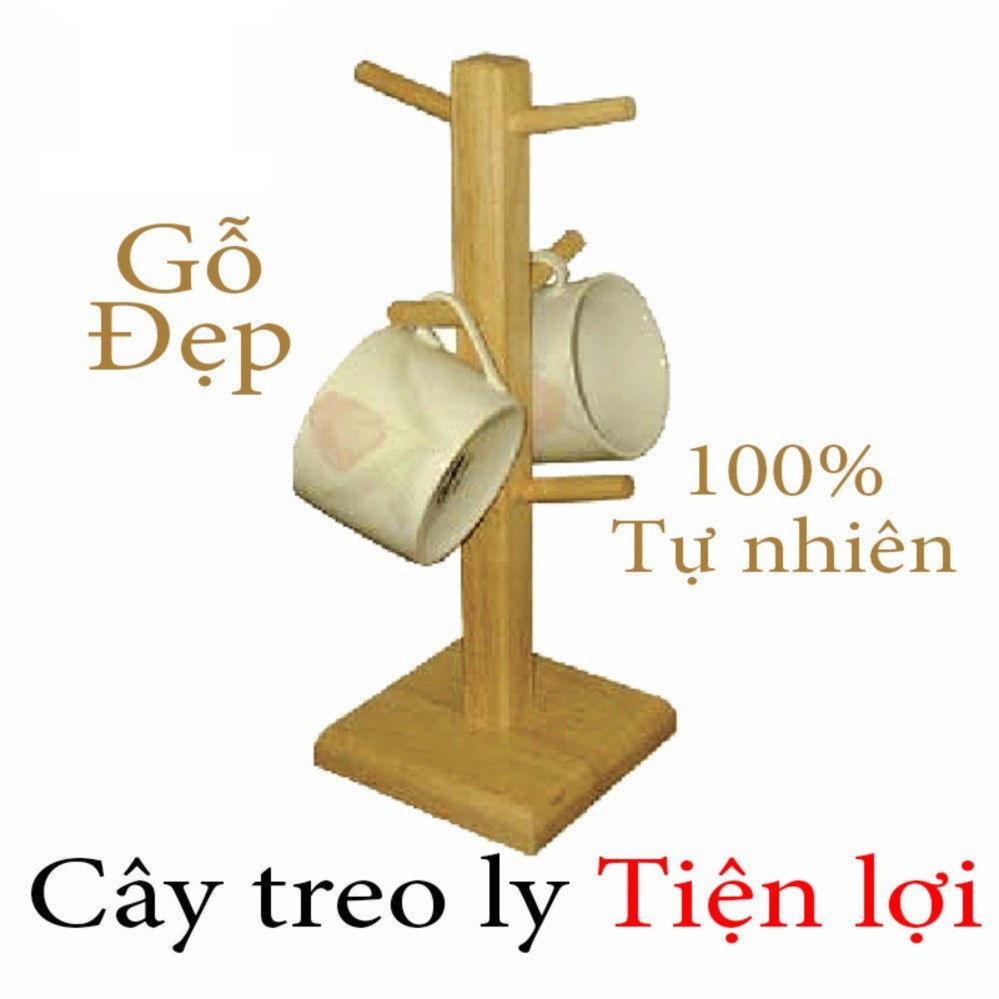 Cây Treo Ly Thân Vuông Gỗ Đức Thành Có 6 Giá Treo Dễ Vệ Sinh Sang Trọng – đồ dùng treo đồ nhà bếp