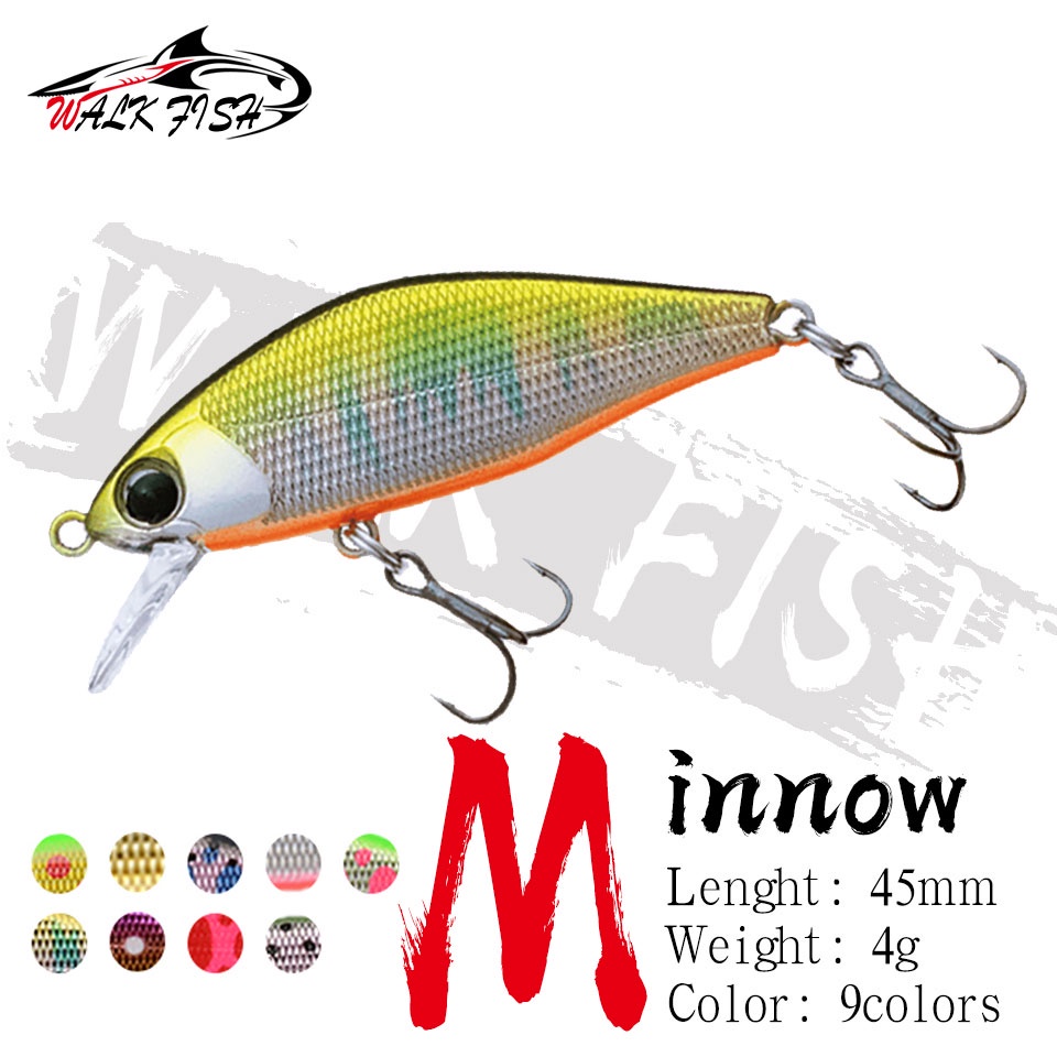 Mồi giả câu cá WALK FISH 45MM 4G bằng nhựa cứng mắt 3D