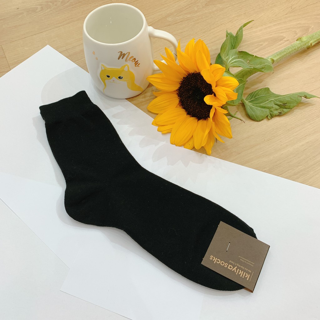Tất vớ nam cotton cổ cao Kikiya cao cấp Hàn Quốc M-C-029 (Chính Hãng)
