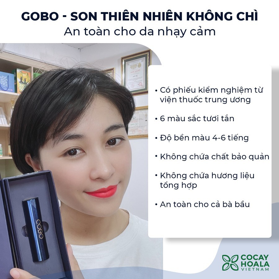 Son môi chính hãng - son thiên nhiên không chì dành cho bà bầu Cocayhoala Gobo Nature matte 4.5g