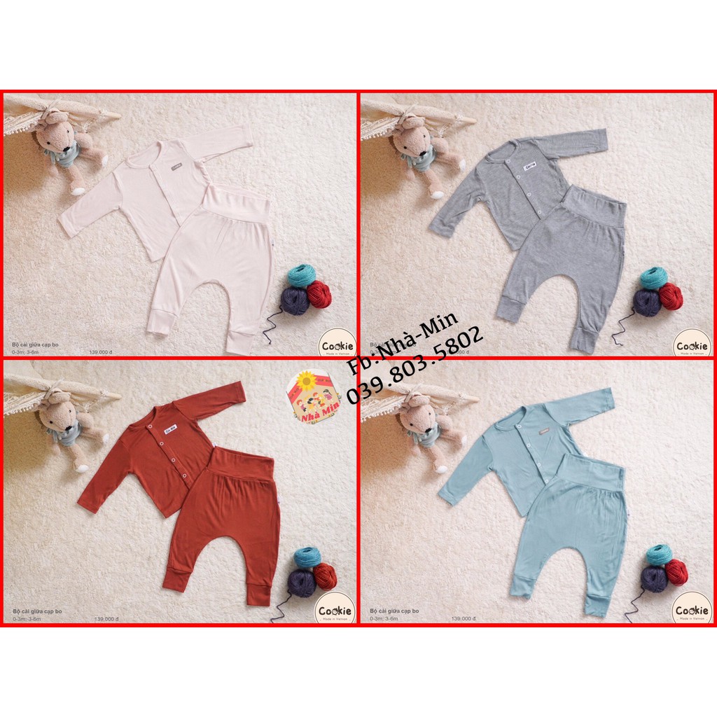 Bộ sơ sinh dời cạp cao Cookie chất liệu: Air-cool Knitwear điều hoà nhiệt 4 mùa-HÀNG SALE | BigBuy360 - bigbuy360.vn