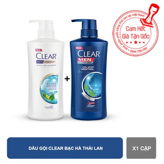 Combo bộ đội dầu gội Clear bạc hà thái lan nam nữ