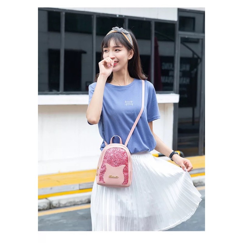 Balo nữ mini giá rẻ 💖 𝑭𝑹𝑬𝑬𝑺𝑯𝑰𝑷 💖 Balo da thời trang mềm hàng quảng châu 3 kiểu đeo hàng quảng châu