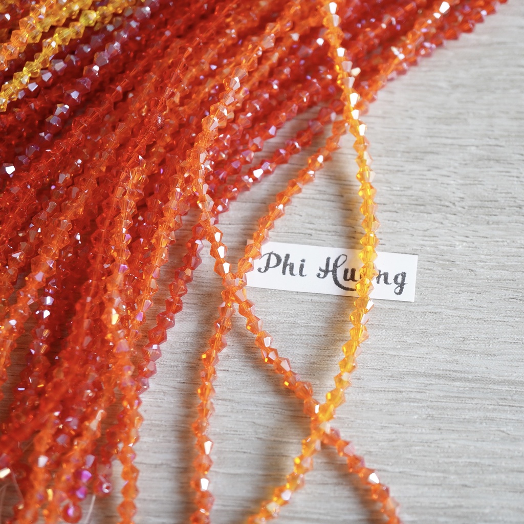 1 dây (khoảng 120 ~ 130 hạt) pha lê nón 3mm đủ màu đính kết quần áo