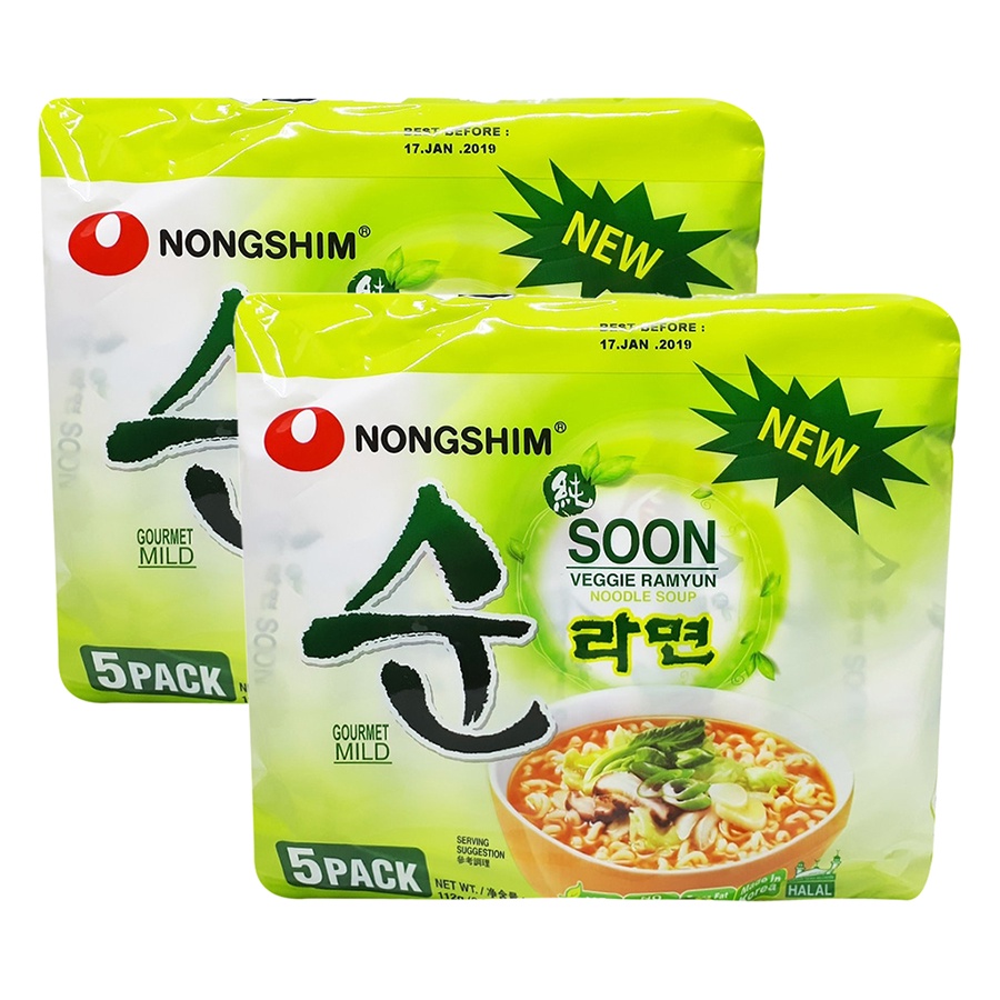 Mì Chay Soon Veggie Ramyun Nongshim 112g Hàn Quốc - Lốc 5 gói