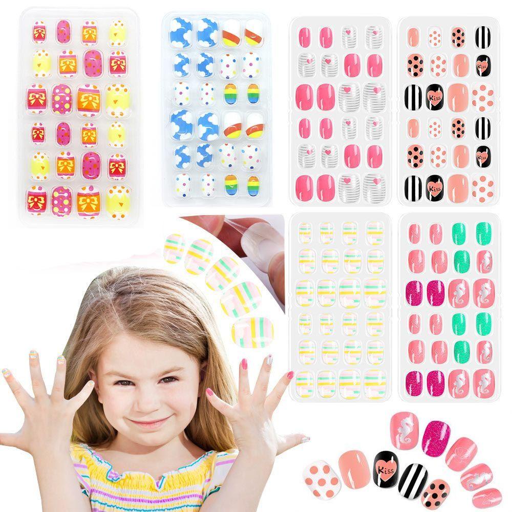 BEAUTY Bộ 24 Móng Tay Giả Ngắn Vuông Thời Trang Cho Nữ