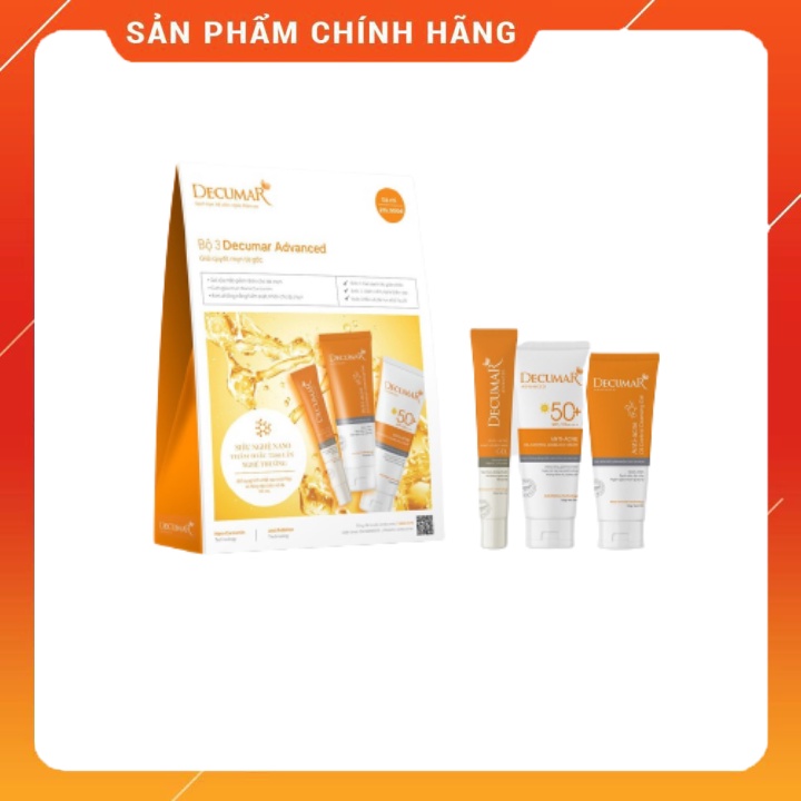 [NEW] Combo sạch mụn DECUMAR ADVANCED [Gel rửa mặt kiềm nhờn, gel ngừa mụn, kem chống nắng] (Decuma, advance)