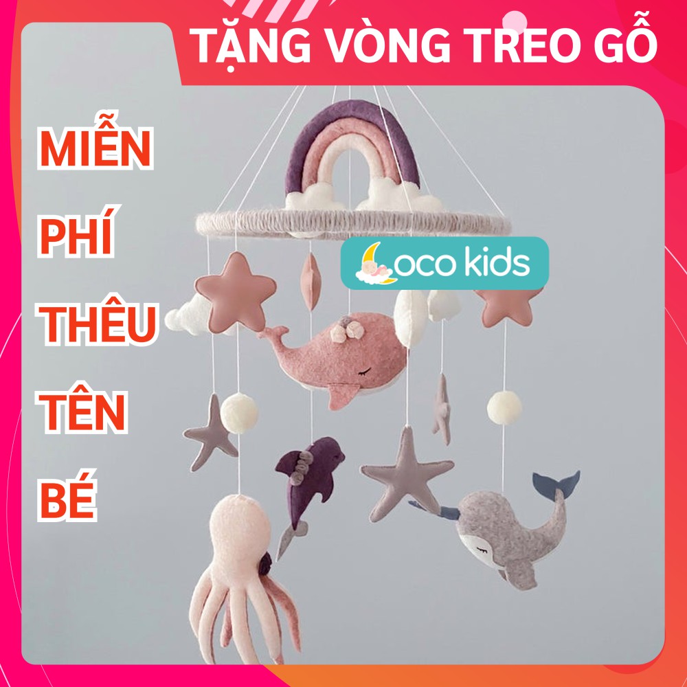 [MIỄN PHÍ THÊU TÊN BÉ] Đồ chơi treo nôi cho bé kích thích thị giác ảnh thật, có nhạc tự xoay mẫu ĐẠI DƯƠNG HỒNG