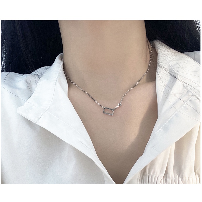 Dây chuyền bạc nữ lồng hình chữ nhật Evasilver, vòng cổ nữ tính chất liệu bạc ta cao cấp
