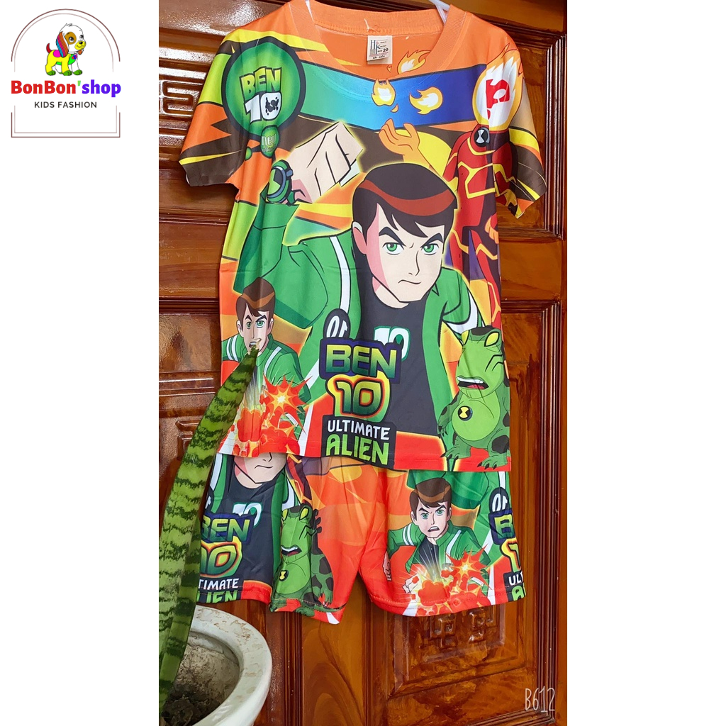 B10#quần áo cho bé trai 3 tuổi đến 7 tuổi có hình ben10, vải siêu mát