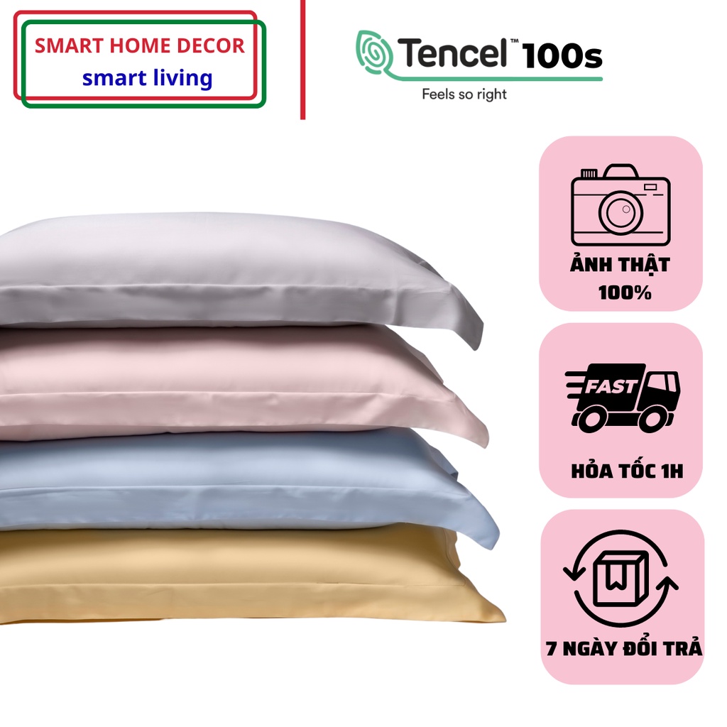 Vỏ gối nằm lụa 50x70cm, 100%Tencel 100S, cao cấp nhất thị trường, siêu mềm mát mịn, 15 màu tùy chọn