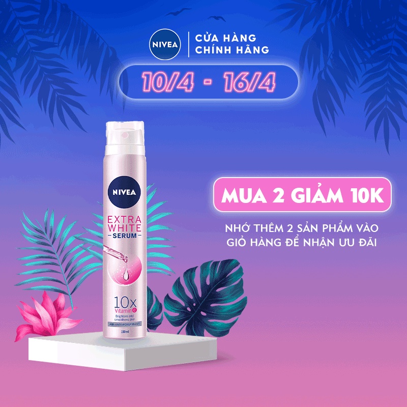 Xịt ngăn mùi Nivea Serum trắng mịn 100ml 80020