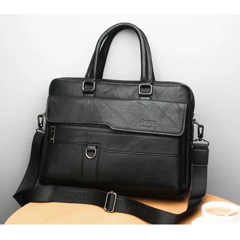 Túi xách cặp da bò công sở JEEP BULUO T20 39x28x6cmđựng laptop 14inch (Nâu đậm-Nâu sáng-Đen)  ) | BigBuy360 - bigbuy360.vn