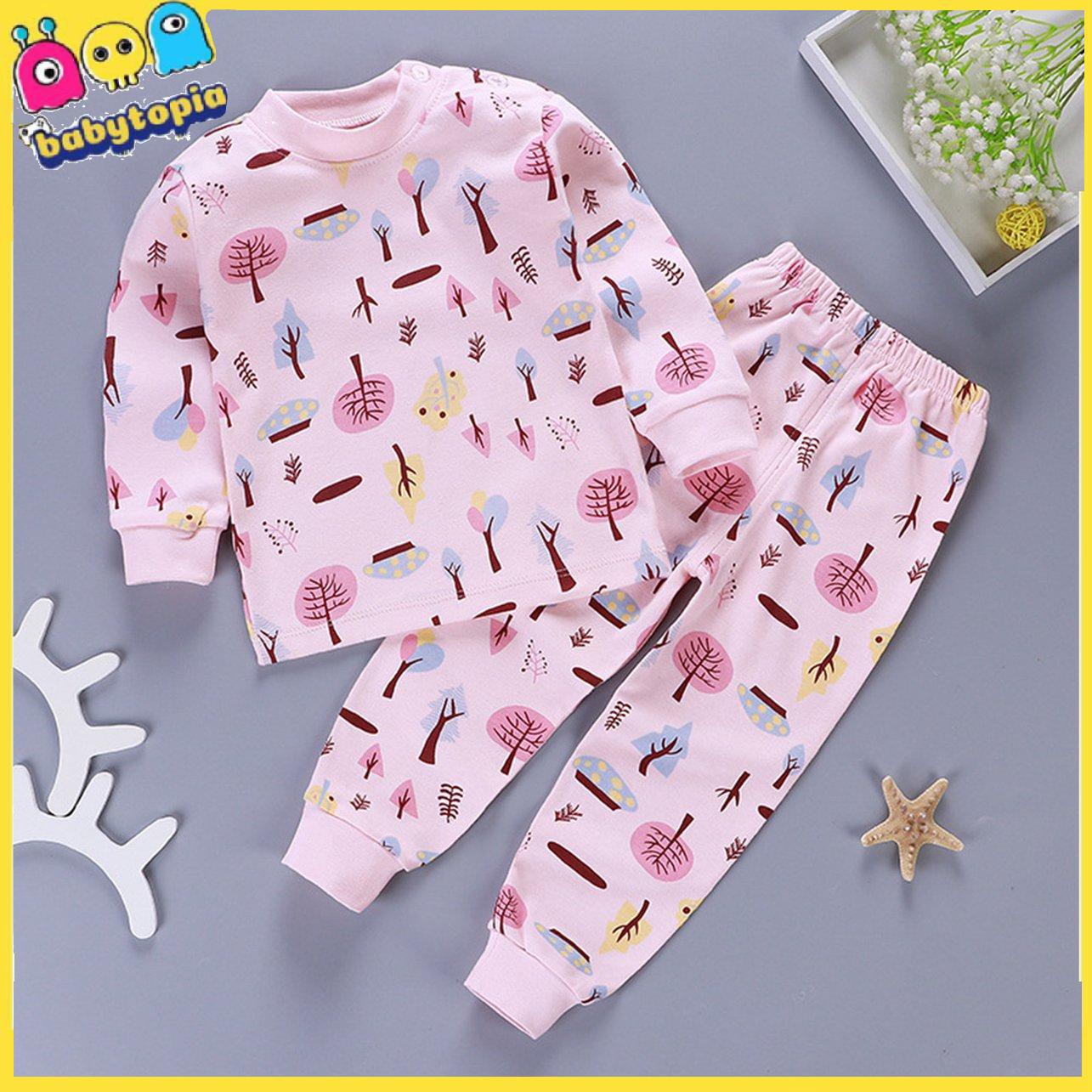 Bộ Đồ Pajamas Cotton In Họa Tiết Hoạt Hình Cho Bé