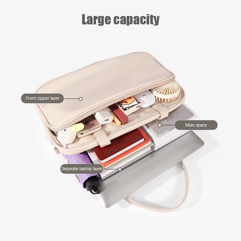 Evertoner Túi Xách Da PU Đựng Laptop Thời Trang Dành Cho Nữ