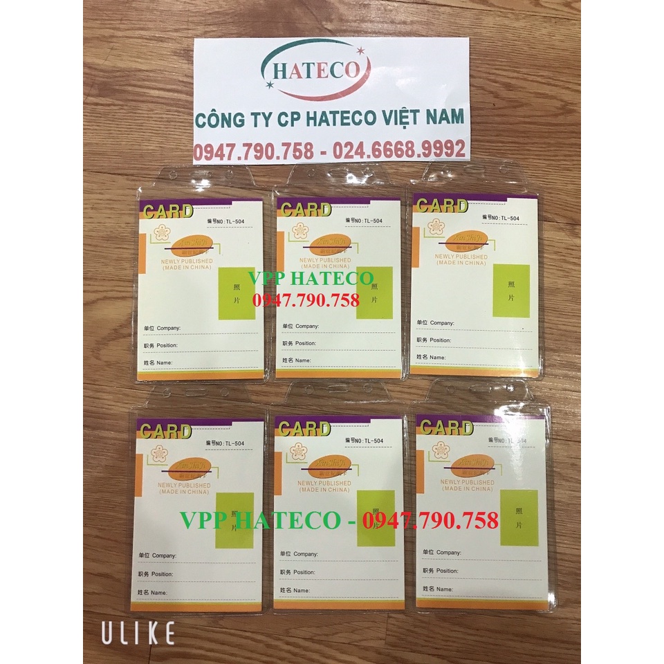 50 BAO THẺ TÊN 504, DỌC, KT 14,5cm x 9,3mm  Mặt thẻ đeo nhân viên,công chức đeo thẻ dọc to 504