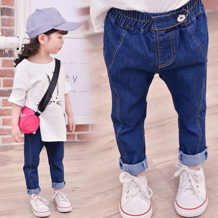 Quần Jeans Dài Ống Rộng Thời Trang Cho Bé Gái