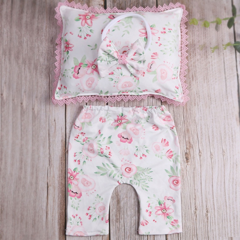 1 Bộ Phụ Kiện Chụp Ảnh Gồm Áo Và Quần In Họa Tiết Thắt Nơ Cho Bé Gái Sơ Sinh