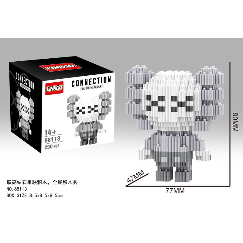 (size 9cm)đồ chơi 3D mô hình gấu kaws bearbrick dễ thương lắp ghép sáng tạo quà tặng sinh nhật bạn trai gái