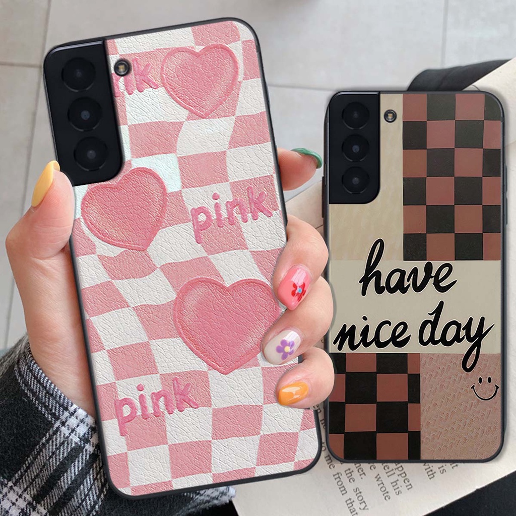 Ốp Samsung S21 / S21 Plus / S21+/ S21 FE caro trái tim cá tính, thời trang siêu đẹp, siêu phong cách