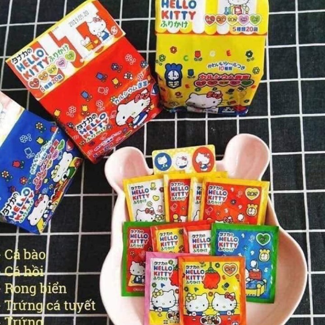 Gia vị rắc cơm Hello Kitty Nhật Bản hộp 20 gói nhỏ