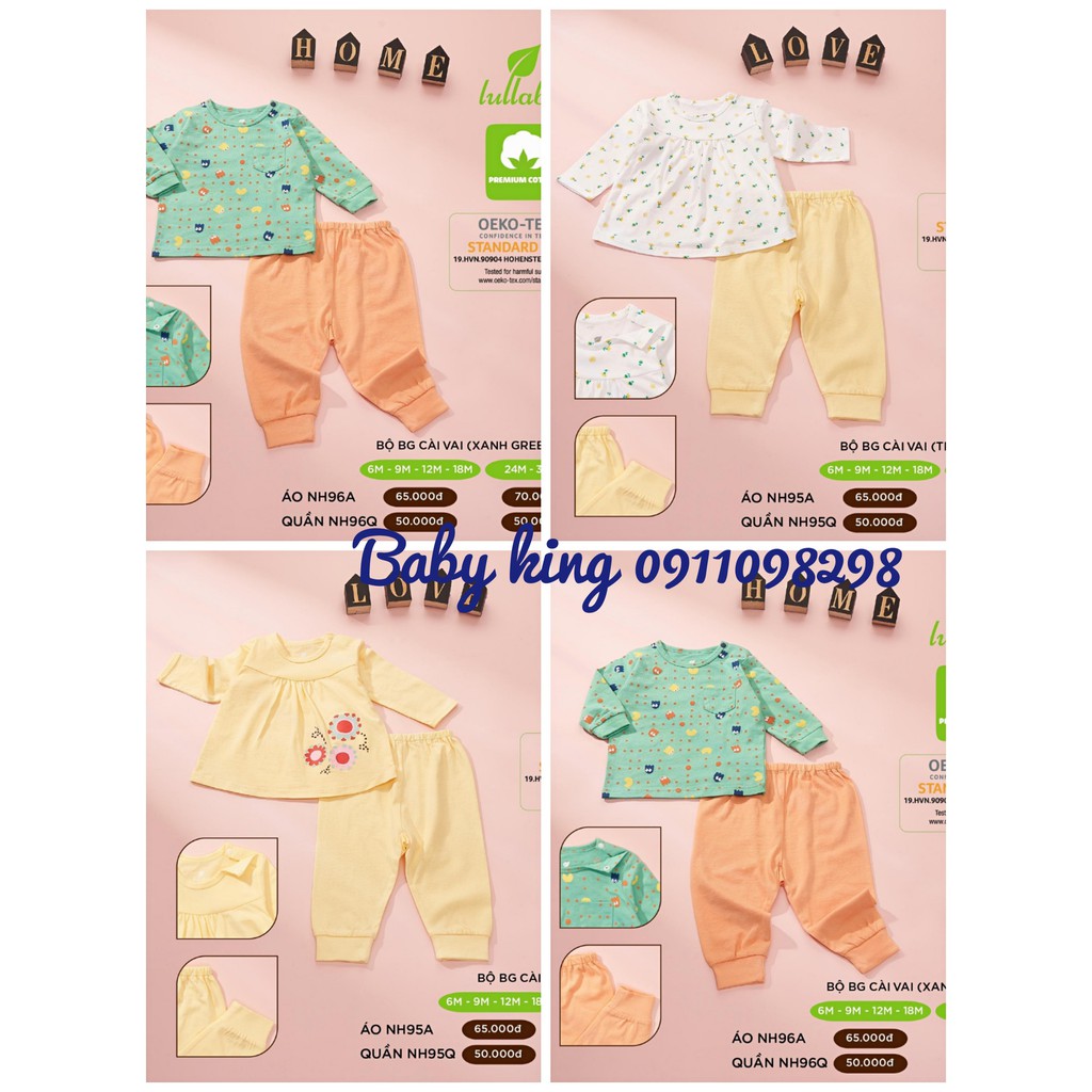 Lullaby. Bộ dài cotton new mềm mịn, giá rẻ NH96B