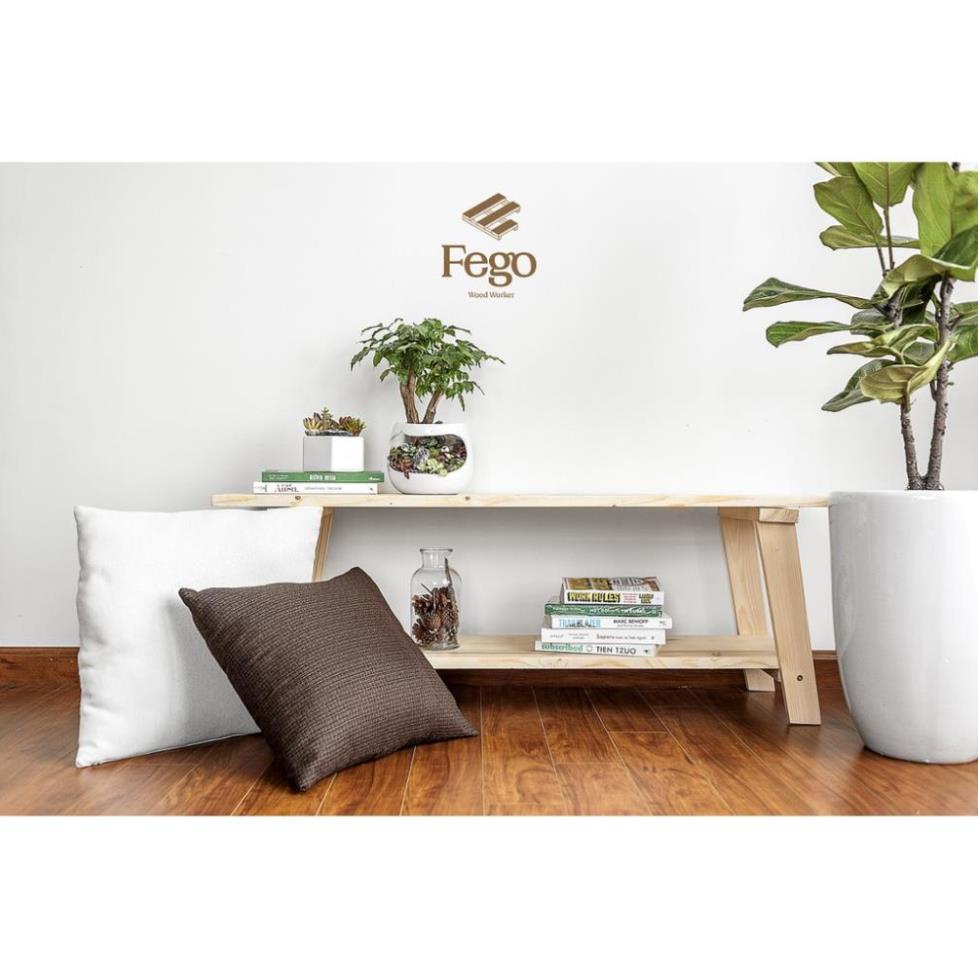 Ghế băng dài gỗ thông tự nhiên 2 tầng chân gỗ/ Sofa Thư Giãn