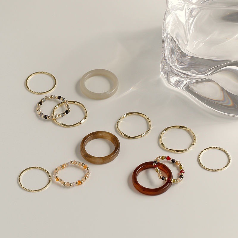 Set nhẫn nhựa cao cấp hợp kim nữ thời trang Hàn Quốc [Chillee][RG-054]