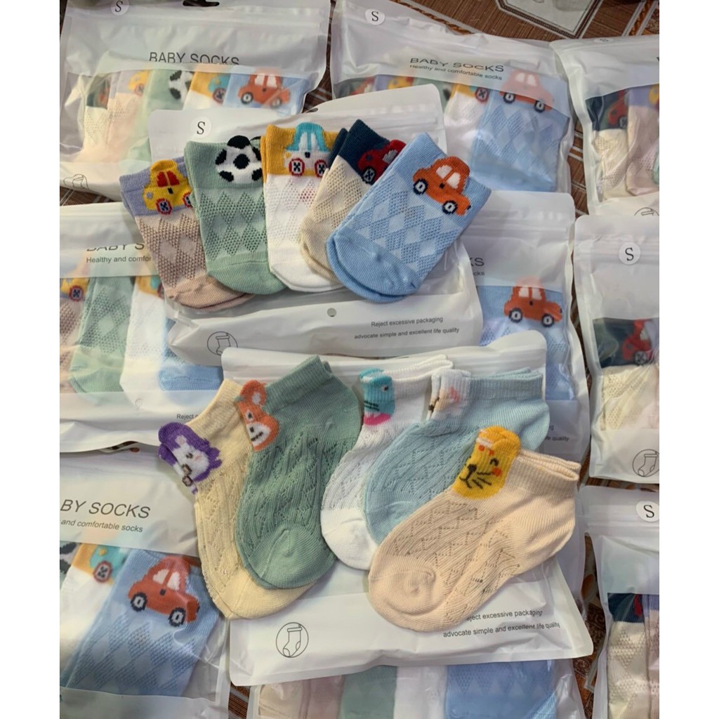 Sét 5 Đôi Tất Lưới Cổ Thấp Baby Sock - 𝐓ất-𝟏