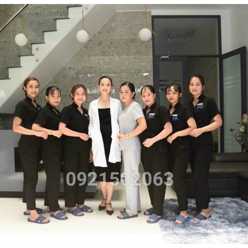 ĐỒNG PHỤC SPA/ THẨM MỸ VIỆN MÀU ĐEN CO GIÃN